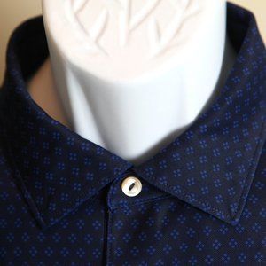 Peter Millar Summer Comfort Men's blue starry pattern golf polo shirt XL EUC